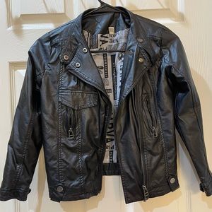 Womens Asymmetrical Zip Faux Leather Jacket Black Size S